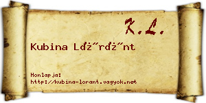 Kubina Lóránt névjegykártya